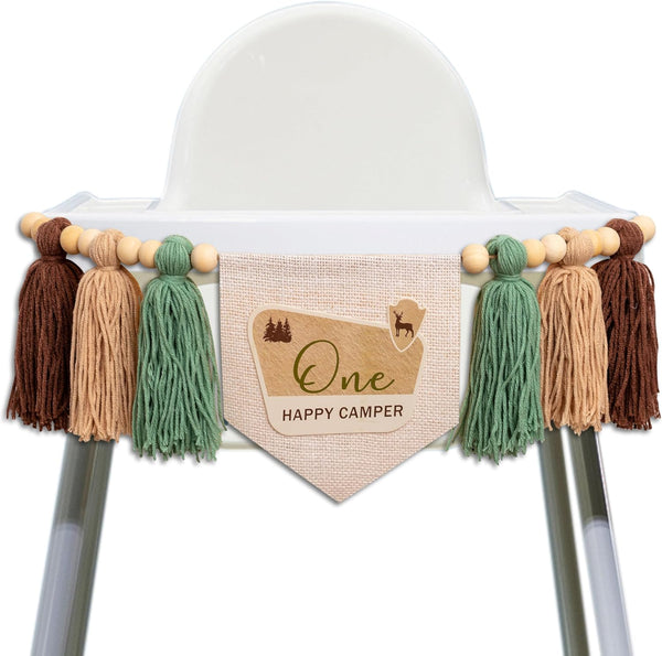 One Happy Camper High Chair Banner - Happy Camper 1st Birthday Party