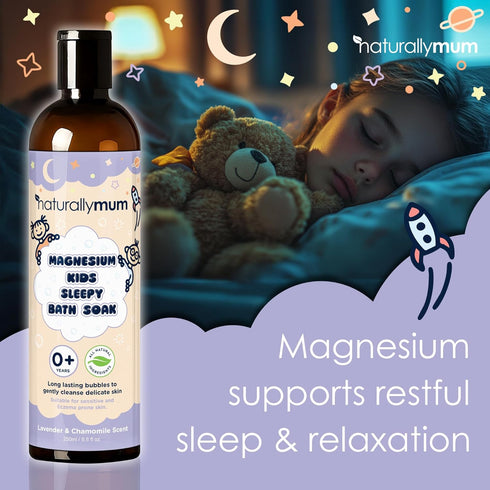 8.8fl oz NaturallyMum Kids Magnesium Sleepy Bath Soak - Bubble Bath - All-Natural & Calming - Suitable for Newborns