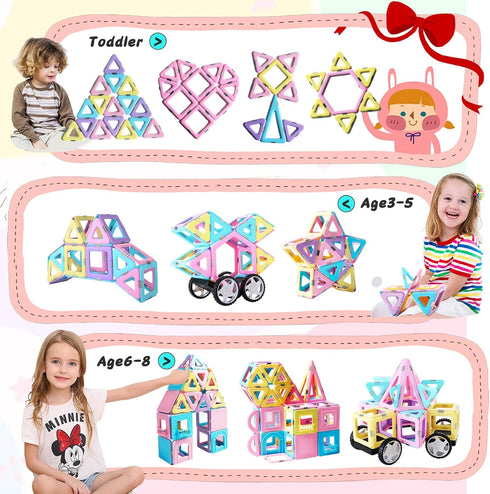 3 4 5 6+ 100Pcs Set Set) TOKBLOK Magnetic Tiles Toys for Year Old Girls Boys Macaron Magnet Building Blocks for Toddler