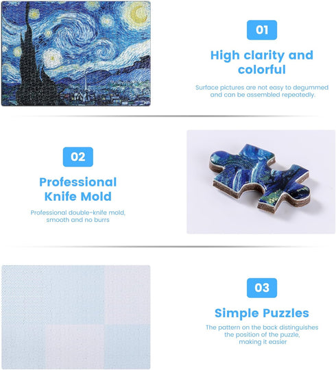 Starry Night Puzzle 1000 Pieces, Van Gogh Artwork for Adults (FINISH SIZE: 27.6''x 19.7')