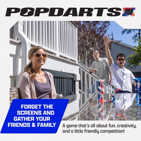 Popdarts USA Themed PRO Pack Game Set, Indoor Outdoor Suction Cup Throwing Game, Red White Blue Wigglenobber Target