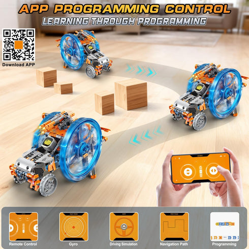 5-in-1 12+ Old(783 HiWEEGO RC Robot Toys with Changeable LED Eyes & Sound, App & Remote Control Rechargeable Robotics