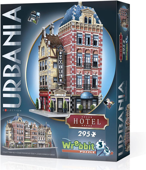 Wrebbit3D 3D 295 Hotel Puzzle | Urbania Collection | Jigsaw Puzzle Pieces | Charming and Unique Streetscape of a Small