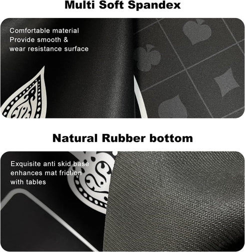 YUZPKRSI 70 x 35 Inch Poker Mat, 8 Players Texas Hold'em Poker Rubber Mat with Carrying Bag for Poker Games