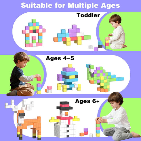 3 4 5 6 7 8 Apluses Magnetic Blocks, Magnet Building Cubes for Toddlers, Classroom Must Haves STEM Educational Toys