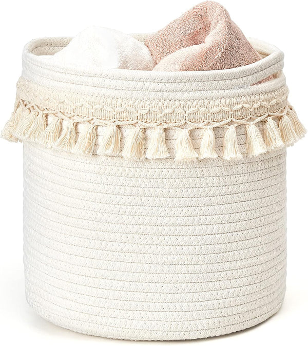 Mkono Macrame Decorative Cotton Rope Basket Boho Nursery Decor Small Cute Woven