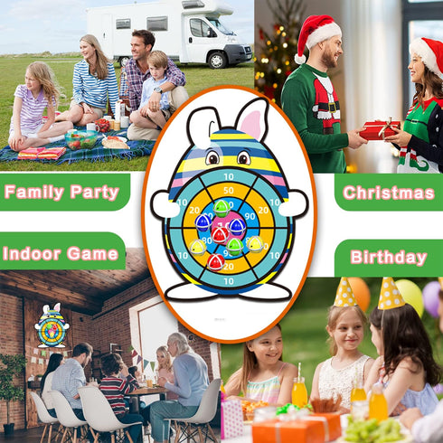 30 12 Easter Basket Stuffers, Large Bunny Dartboard Game with Sticky Balls, Eggs Fillers, Easter Baskets for Kids Boys