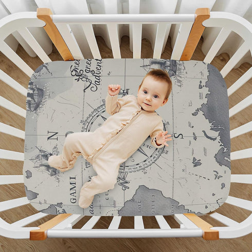YETTASBIN 27 39 World Map Fitted Crib Sheet for Baby Boys Girls, Extra Soft Breathable Nursery Bedding Sheet