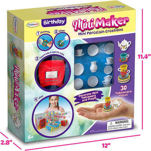 Set 30 Mini Maker Party Creations Paint Your Own with UV Oven DIY Ceramic-Like Craft Kit for Girls & Boys Decorate