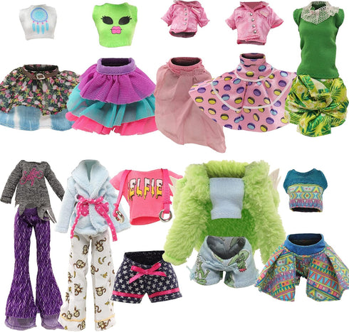 10 Sets 11 inch BARWA Doll Clothes for Monster Girl Doll Fashion Outfits Casual Tops Pants