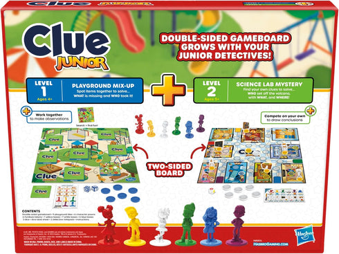 Clue Junior Game, 2-Sided Gameboard, 2 Games in 1, Clue Mystery Game for Younger Kids Ages 4 and Up, 2 to 6 Players