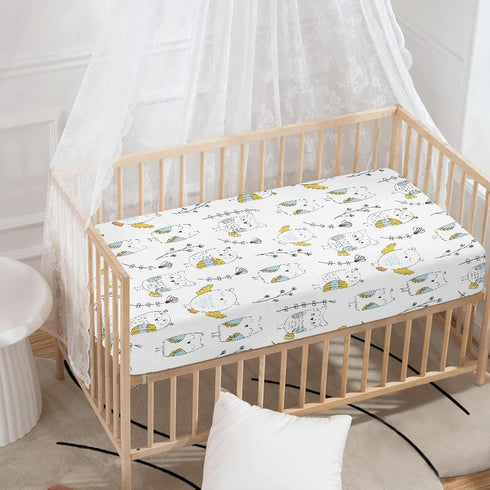 Winpema 28"x52" Owls and Flowers Fitted Crib Sheet Owl Baby Crib Sheet Fit Standard Crib and Toddler Mattress,Crib