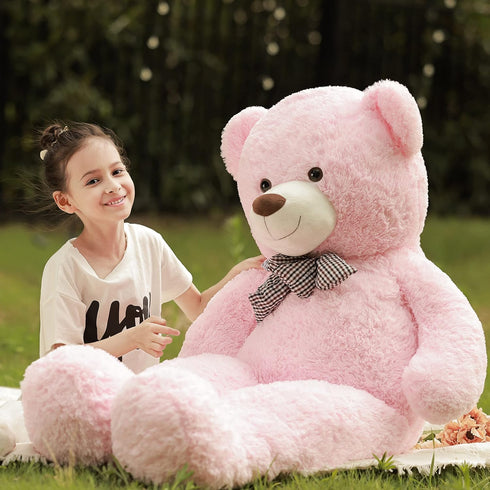 Poutmac 4Ft Giant Pink Teddy Bear Soft Stuffed Animals Cute Plush Toy for Women Kids for Valentine's Christmas Birthday