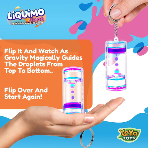 YoYa Toys Liquimo To Go Toys for Kids, Set of 4 Liquid Motion Bubbler Keychains for Calming Play