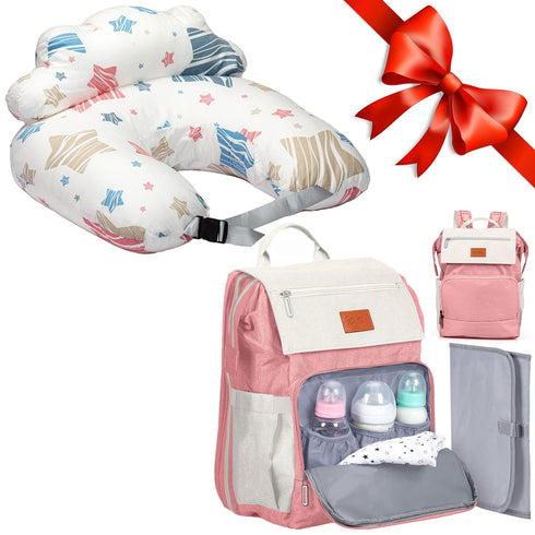 PILLANI Baby Shower Gifts: Nursing Pillow for Breastfeeding & Diaper Bag -