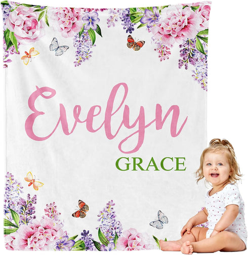 Ultragifta Personalized Baby Blankets Easter Gifts for Kids Custom Flannel Blanket for Girls Custom Baby Blanket