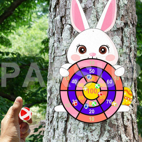 Easter Dart Board Game, Cute Bunny Party Board Game with 12 Stick Velcro Balls for Kids Ages 4-8