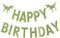 Green Glitter Dinosaur Happy Birthday Banner for Kids' Dino Theme Party Decorations