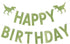 Green Glitter Dinosaur Happy Birthday Banner for Kids' Dino Theme Party Decorations