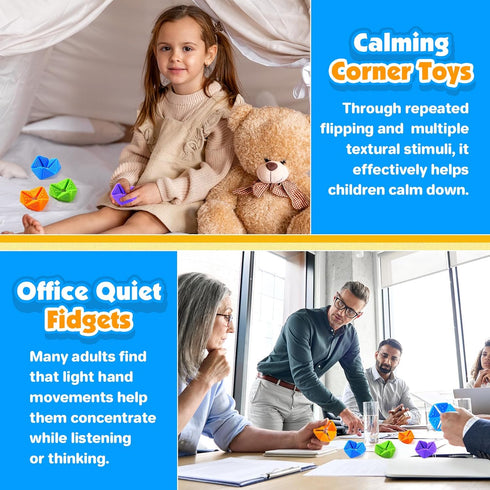 KLT Fidget Sensory Toys for Kids: Quiet Silicone Sensory Flip Cube with Textures - Calming Toys for Autism Kids Stress
