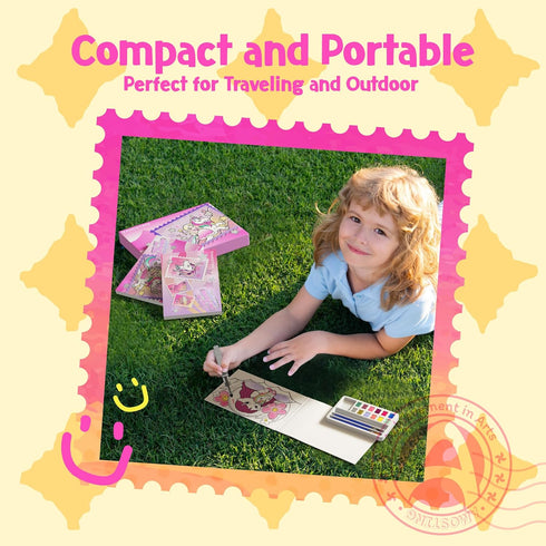 Set 3-8, AMOTING Paint with Water Coloring Books for Toddlers, Mess Free Watercolor Painting for Kids Ages Art Craft