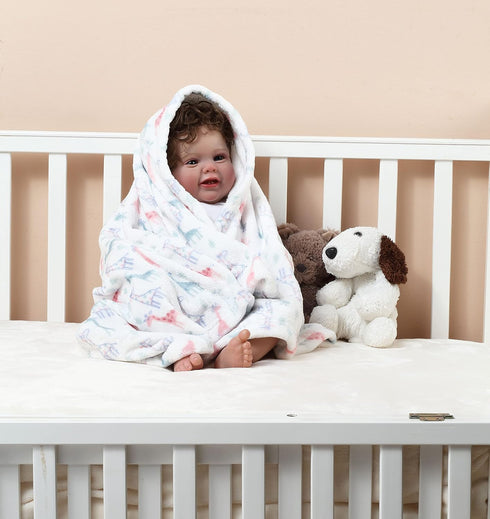 CREVENT Cute Silky Plush Baby Blanket - Ivory Giraffe for Girls & Boys, Infants, Toddlers, Newborns, Giftable, All