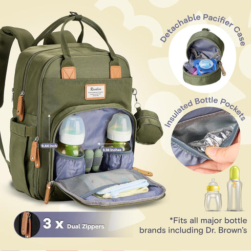 Backpack Pack RUVALINO Diaper Bag - Multifunction Travel Back Maternity Baby Changing Bags, Diaper Changing Totes