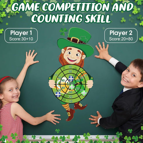 Seenelling Set 23.6 31.5in 6 St Patricks Day Games Large x Dart Board Games with Sticky Balls Irish Party for Adults