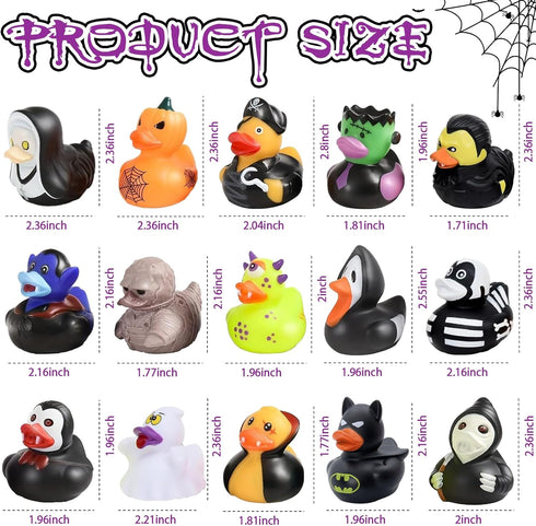 Diteryy 30 Pack Ducks-2.3 Inch Summer Halloween Rubber Bulk Floater Ducks for Ducking Assortment Rubber Duckies