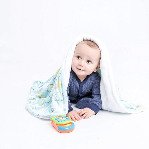 Alphabetz Premium, Soft Baby Boy Blanket, Blue Elephants, 2 Ply Extreme Softness and Comfort by Alphabetz