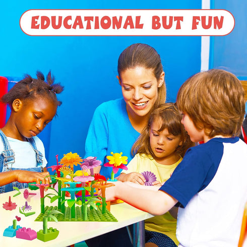 3-6 Years Old Toddler Toys - Flower Garden Building Toy with Insect Pegs, 153Pcs Educational STEM Stacking Set