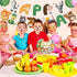 Clabby 2 Pieces Happy Birthday Banner Cupcake Topper Safari Animals Jungle Theme Party Supplies Baby Shower Decorations