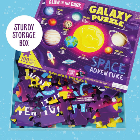 Glow in The Dark 100 Piece Galaxy Puzzle for Kids - Space Jigsaw Toys for Boys & Girls Ages 6-8