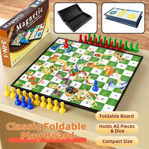 3 1 Set Set 12.4 Inches in Magnetic Board Games for Kids Adults - Classic Travel Game with Chinese Checkers, Ludo