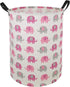 19.7 Laundry Hamper, Waterproof Canvas Storage Bins, Collapsible Clothes Organizer Basket for Kids Baby Room (elephant)