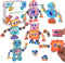 Wooden Snap Together Building Toys, STEM Blocks Toys, 28 Pcs Robot Take