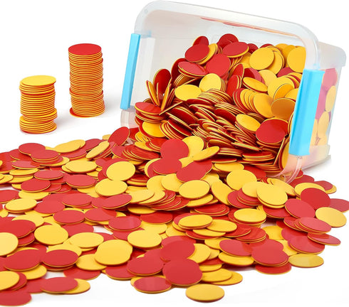 Plastic Two-Color Counter, Red/Yellow 1000 PCS, Counting Manipulatives, Math Counters for Kids, Counting Chips