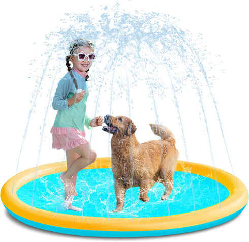 SLOOSH 60" Non-Slip Splash Pad Sprinkler - Outdoor Water Play Toys Backyard