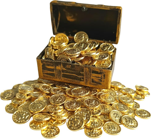 Vintage Miniature Gold Bars Set, 100 Pieces Dollhouse Treasure Chest Collection, Metallic