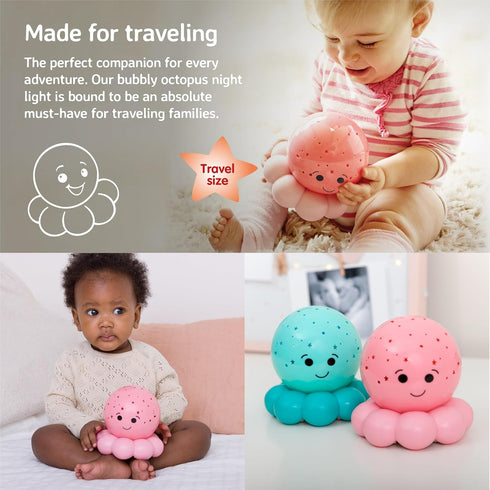 Cloud b Travel Comforting Nightlight Projector, Gentle Brightness, 3 Colors, Auto-Shutoff, Octo Baby Pink