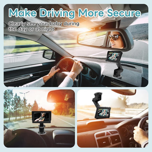 ZDAGELD 4.3" 150 360 Baby Car Camera with Monitor, Car Mirror Baby Rear View, Wide Angle and Rotation Rear Facing Seat
