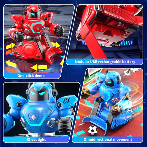 2-Pack 6 7 8 9 10 11 12+, LZZAPJ Remote Control Fighting Robot Battle Bots Toys with Sounds & Lights - Soccer Game
