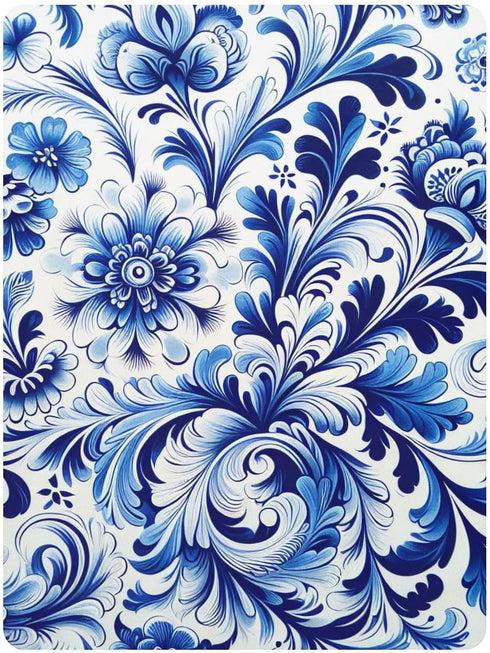 CZXW 52" 28" Blue White Floral Tile Crib Sheets Fitted x Natural Cotton Soft & Breathable for Baby Crib Mattress