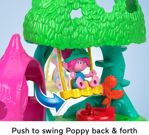 Fisher-Price Imaginext DreamWorks Trolls Flower Fun Campsite Playset with Poppy Figure for Kids Ages 3+