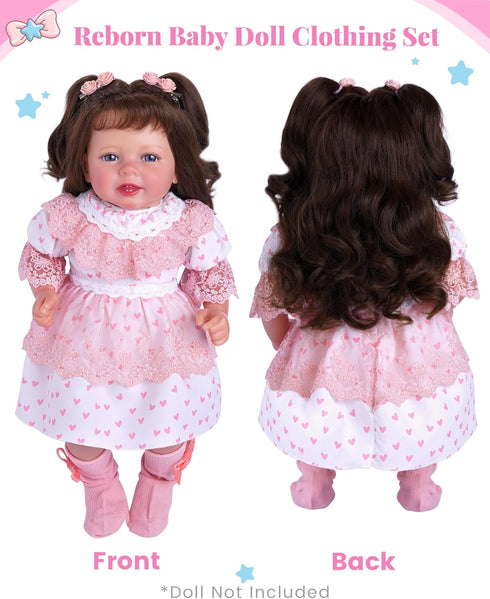 5 Set 17-22 Inch BABESIDE Pcs Reborn Baby Doll Clothes Accessories for Dolls, Reborn Doll Dress with Socks Diaper