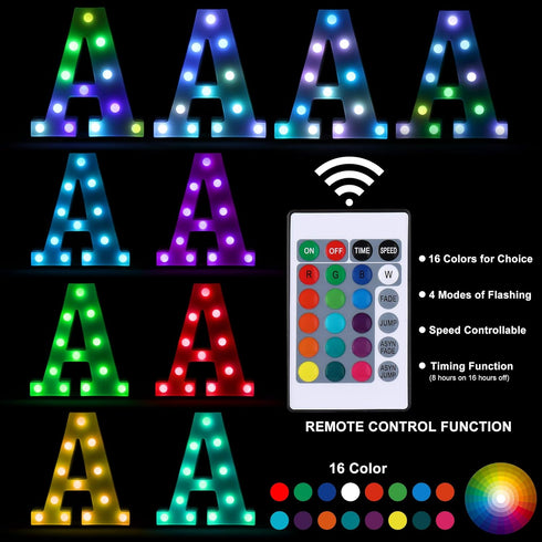 Foaky Colorful LED Letter Lights with Remote,Marquee Light Up Letters Sign for Night Light Wedding/Birthday Party