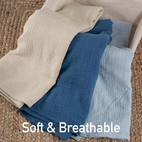 3 Pack 38 40 inches Muslin Swaddle Blankets for Newborn, Breathable Soft Receiving Blanket, Large x Swaddle Wrap