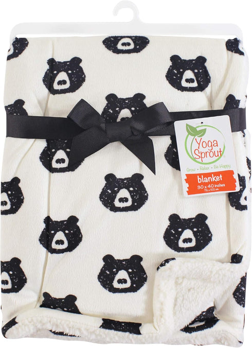 Yoga Sprout Cozy 30x40 Inches Bear Mink Blanket with Sherpa Lining
