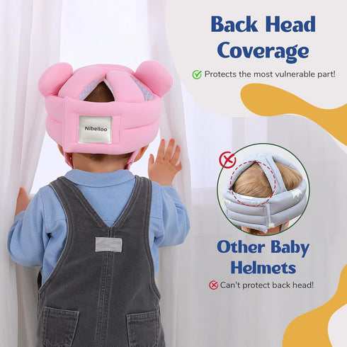Nibelloo 12-36 Baby Head Protector for Crawling Walking, Infant Helmet with Foam Bumpers, Adjustable Baby Helmet