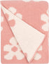 Living Textiles Pink Floral Daisy Chenille Soft Baby Blanket Reversible Premium Cozy